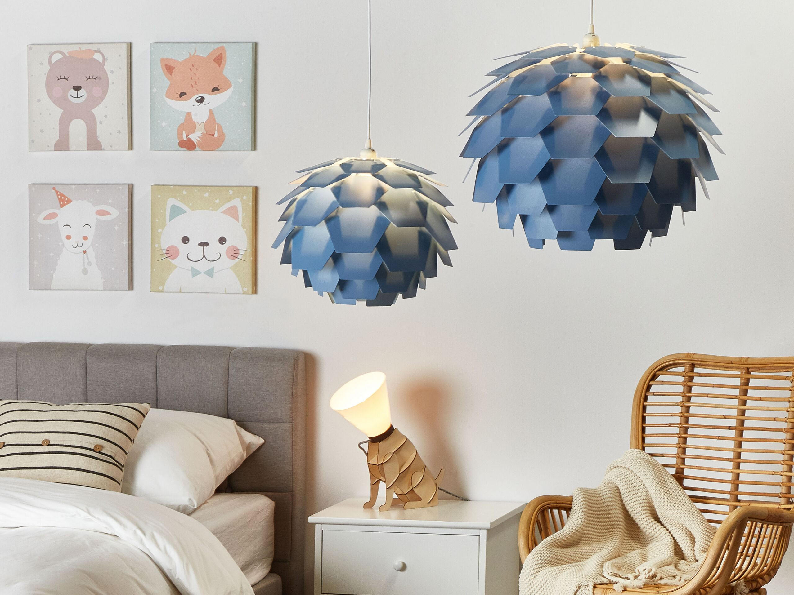 HÄNGELEUCHTE Segre 60/60/180 cm - Blau, Kunststoff (40/40/165cm) - Beliani