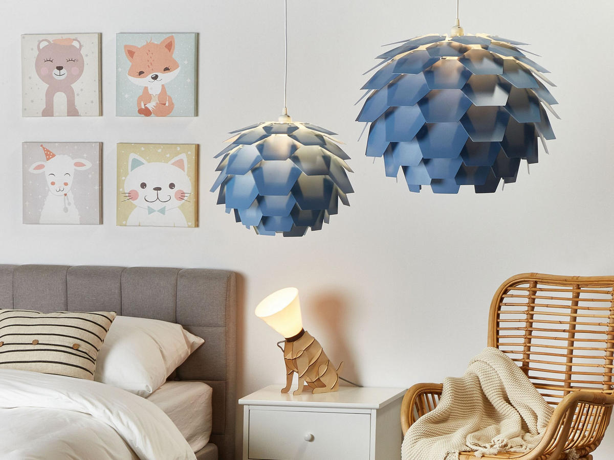 HÄNGELEUCHTE Segre 60/60/180 cm - Blau, Kunststoff (40/40/165cm) - Beliani