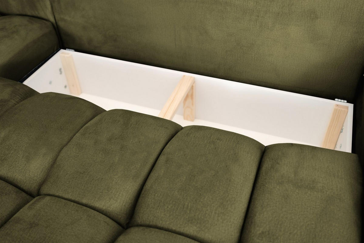WOHNLANDSCHAFT Collin Mit Schlaffunktion - Grün, Holzwerkstoff/Textil (382/85/185cm) - Fun Möbel
