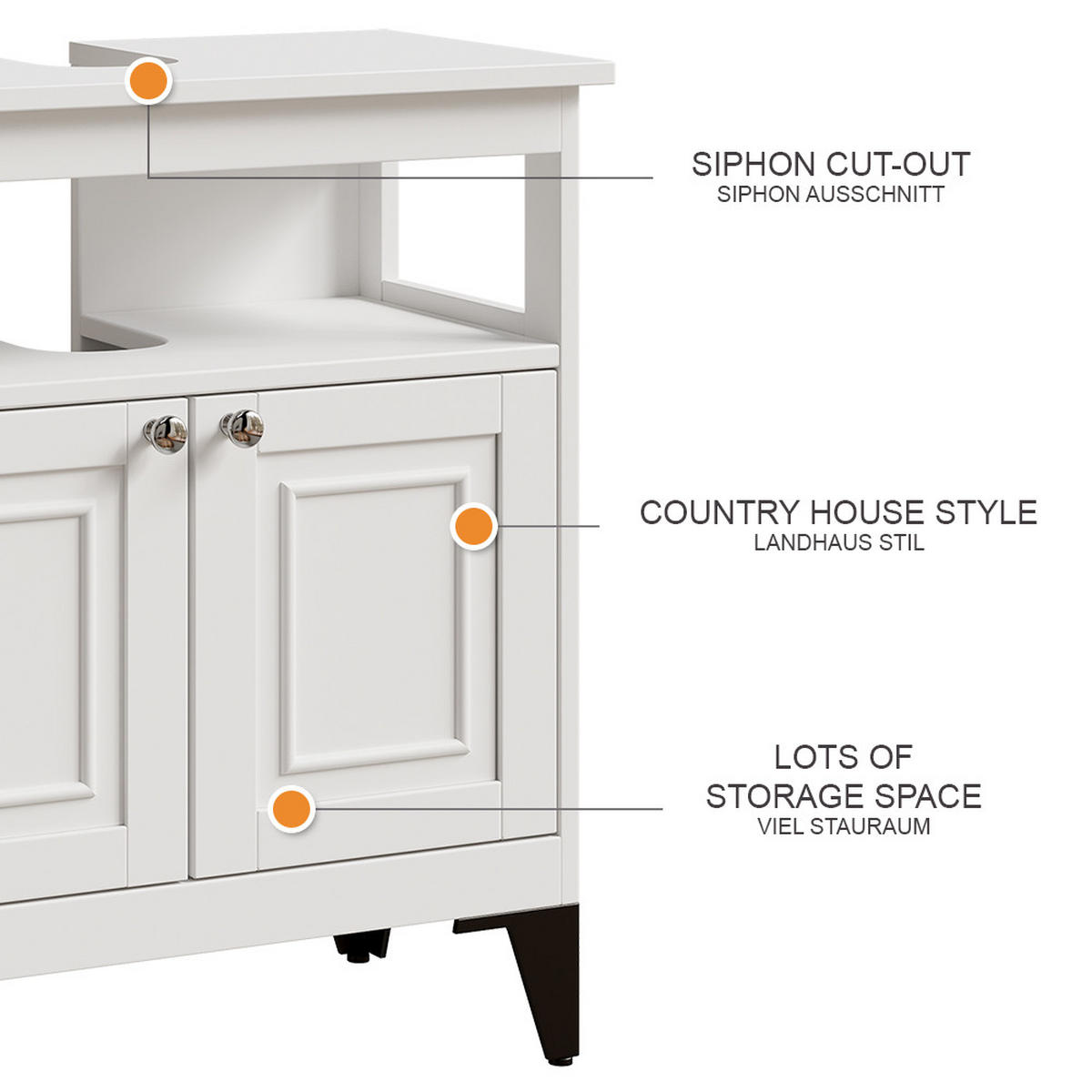 WASCHBECKENUNTERSCHRANK Vanity Weiß 60 x 65 cm - Weiß, Holzwerkstoff (60/65/30cm) - Vicco