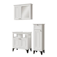 KUPAONSKI SET SA SREDNJIM ORMAROM Vanity Bijela 3 dijela - bijela, drvni materijal (60/65/30cm) - Vicco