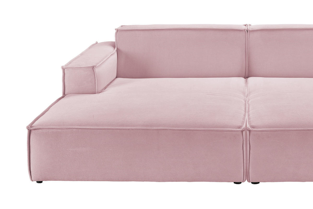 BIG SOFA SAMU Pink Cord - Pink/Schwarz, Textil (256/72/168cm) - KAWOLA