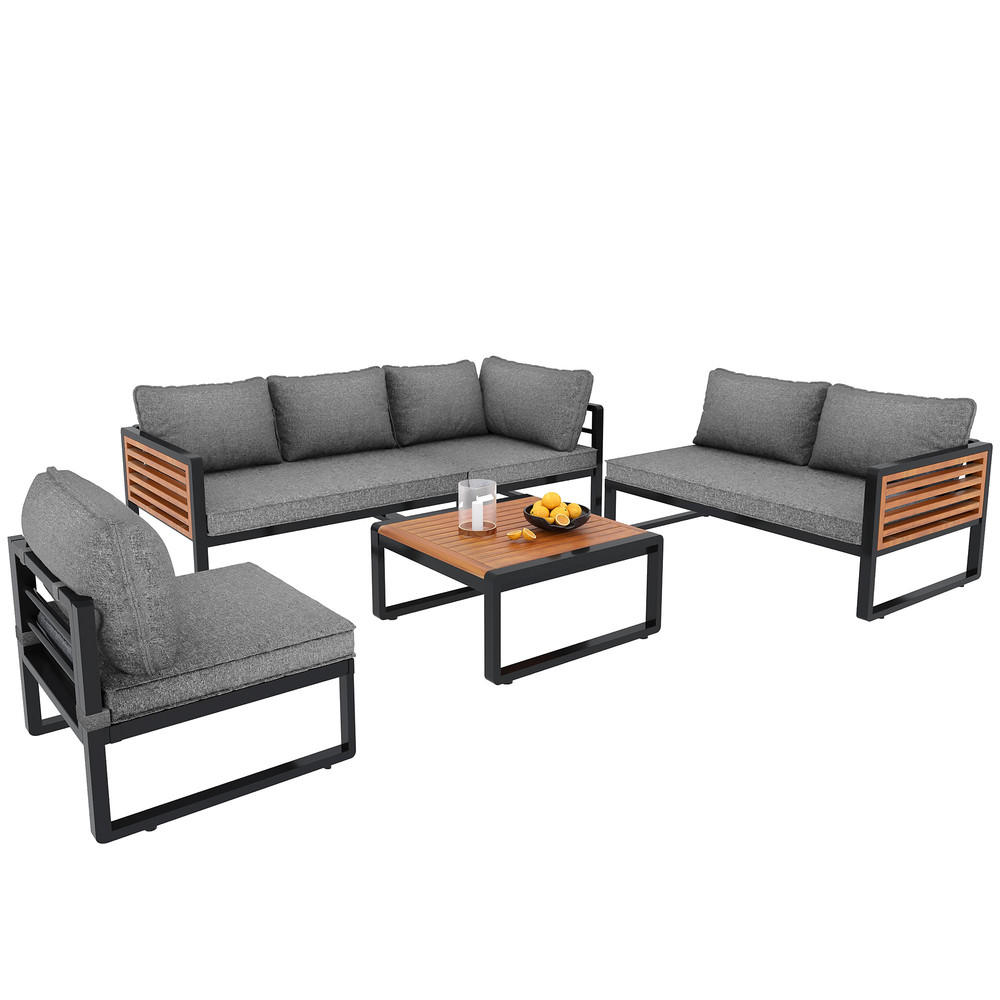GARTENSET 5-tlg 5-6 Personen Metallrahmen - Grau, Metall - Raelunyi