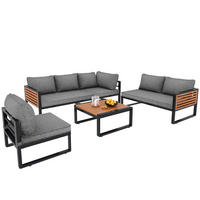 GARTENSET 5-tlg 5-6 Personen Metallrahmen - Grau, Metall - Raelunyi