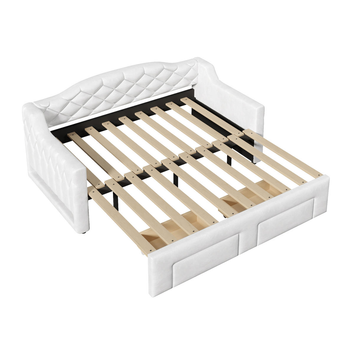 TAGESBETT ausziehbar 90x200-180x200 cm mit 2 Schubladen LED Weiß - Weiß, Holzwerkstoff (90/200cm) - Meubliv