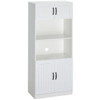 HIGHBOARD 70/40/170 cm mit 4 Türen, offenem Gerätefach und verstellbaren Einlegeböden, MDF, Weiß - Weiß, Holzwerkstoff (70/170/40cm) - Redom