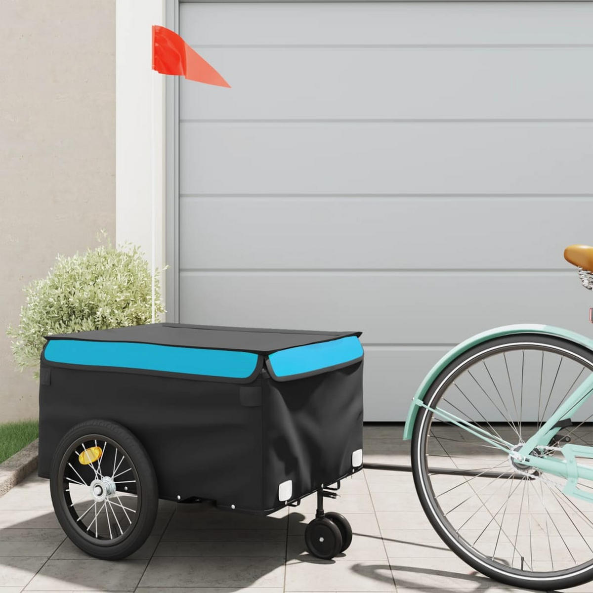 FAHRRADANHÄNGER Schwarz Und Blau 45 Kg Eisen - Blau, Metall (62.5/52/124cm) - vidaXL