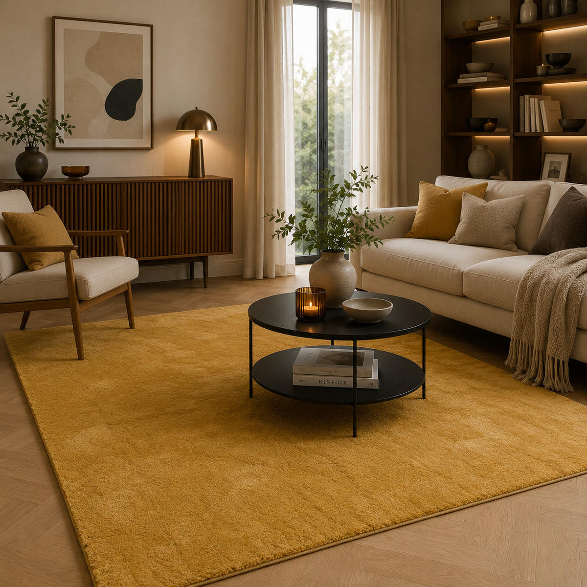 HOCHFLOR LANGFLOR SUPER SOFT TEPPICH SILKY - Currygelb, Textil (80/150cm) - Pergamon