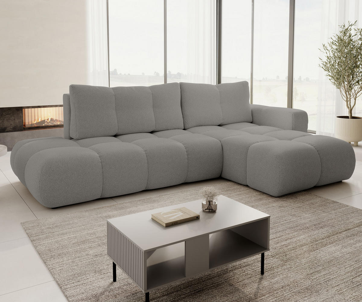 ECKSOFA L Form Hosio Grau 286/177/88 cm Rechts mit Schlaffunktion - Schwarz/Grau, Kunststoff/Textil (286/177cm) - AX Living