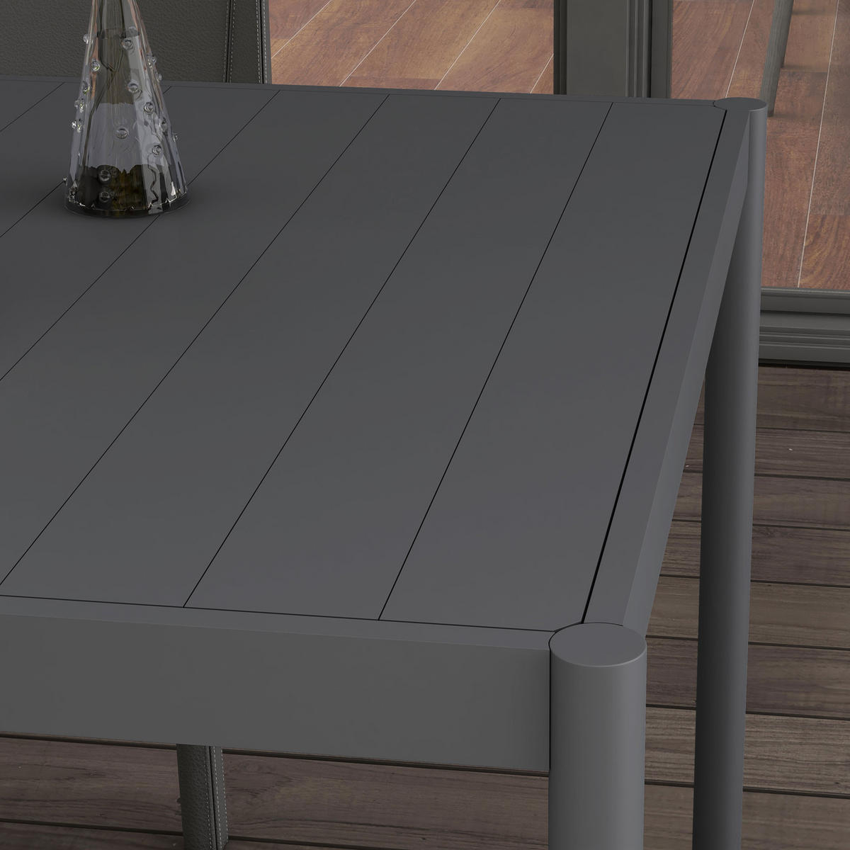 GARTENTISCH, Dunkelgrau, Aluminium - Dunkelgrau, Metall (145/90/74cm) - Outsunny