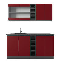 SINGLEKÜCHE R-Line Rot/Anthrazit 160 cm, AP Anthrazit - Rotbraun/Anthrazit, Holzwerkstoff (160/81.6/60cm) - Vicco