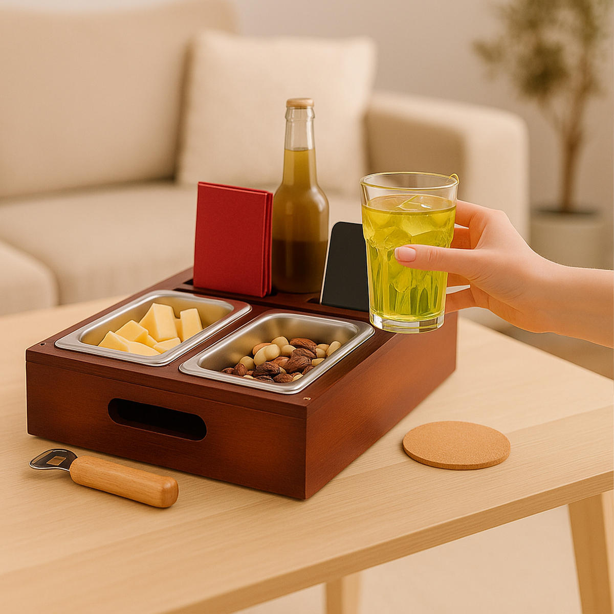 COUCHBAR - Braun, Naturmaterialien/Holz (40/8/26cm) - Relaxdays