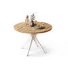 ESSTISCH rund Eiche Wotan - Weiß matt ausziehbar - Eiche Wotan/Weiß, Holzwerkstoff (110/110/77cm) - designimpex