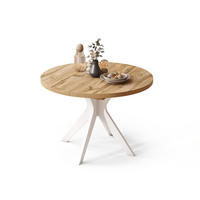 ESSTISCH rund Eiche Wotan - Weiß matt ausziehbar - Eiche Wotan/Weiß, Holzwerkstoff (110/110/77cm) - designimpex