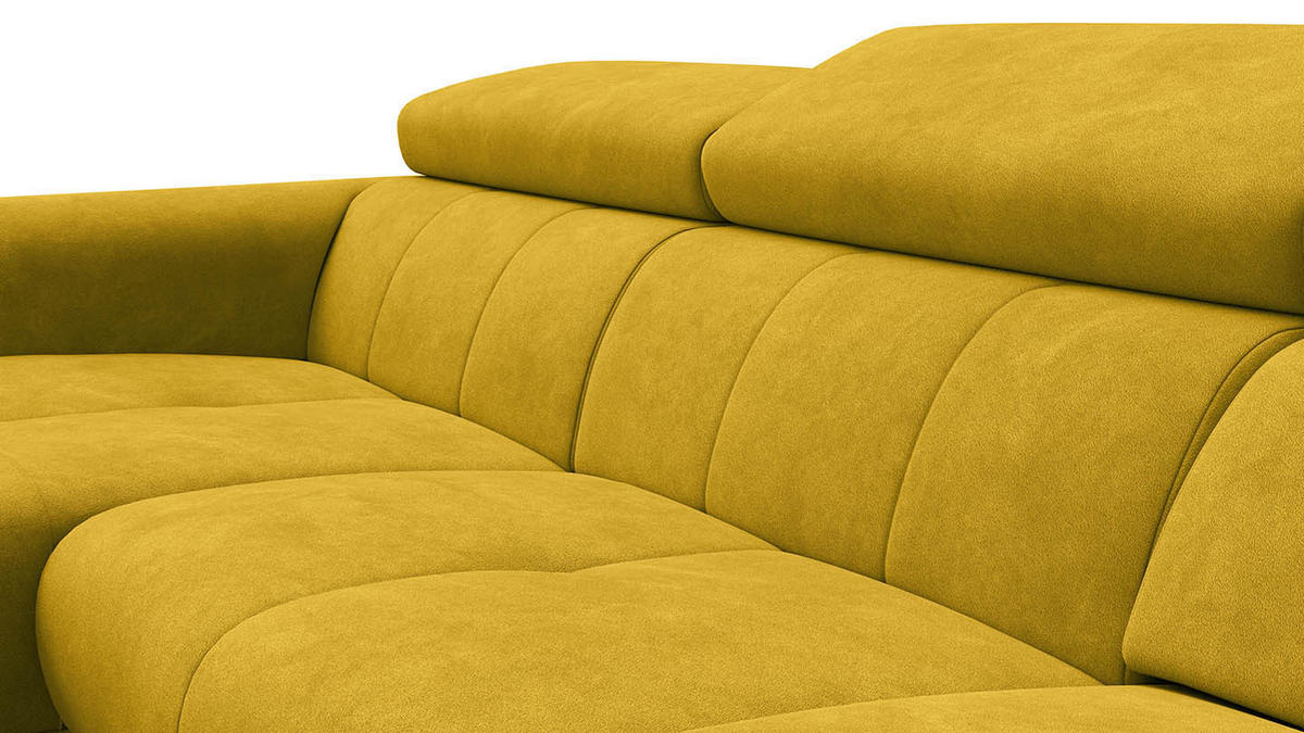 ECKSOFA RODEN 4-Sitzer mit Relax, dunkegelb, Veloursstoff - Gelb, Holz/Textil (268/92cm) - Wozimo