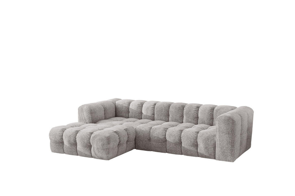 ECKSOFA L-form BALOO L, Chenille-Stoff Arena, Hellgrau, Links - Hellgrau, Holz (280/193cm) - Kaiser Möbel