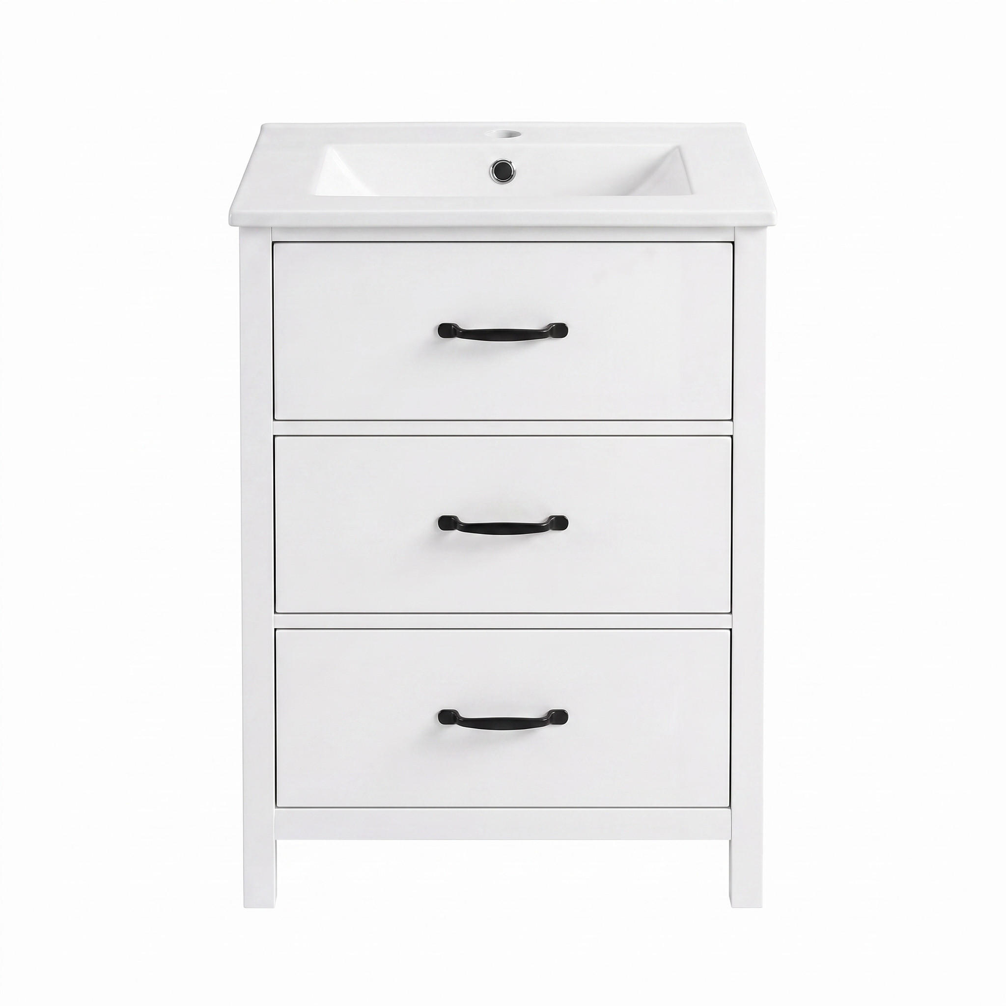 KOUPELNOVÁ SKŘÍŇKA S UMYVADLEM Bílá volně stojící 61 cm - bílá, kompozitní dřevo (61/83/47cm) - Urban Meuble