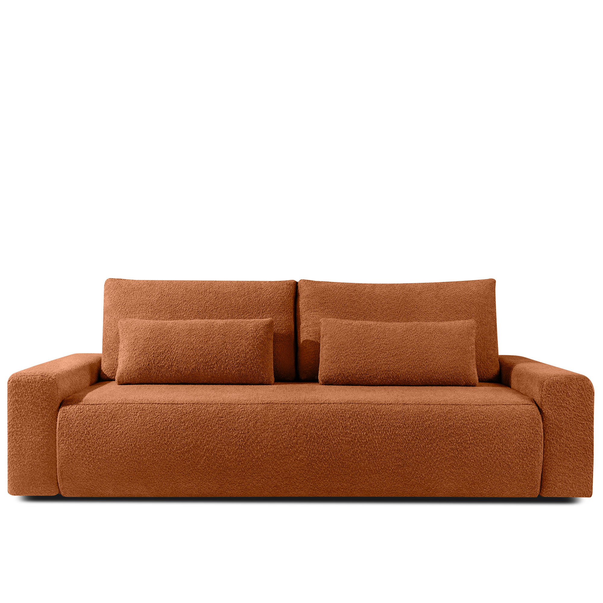 3-SITZER SCHLAFSOFA MOLLIS, Bouclé, Rot - Rotbraun, Holz/Holzwerkstoff (250/93/108cm) - KONSIMO®
