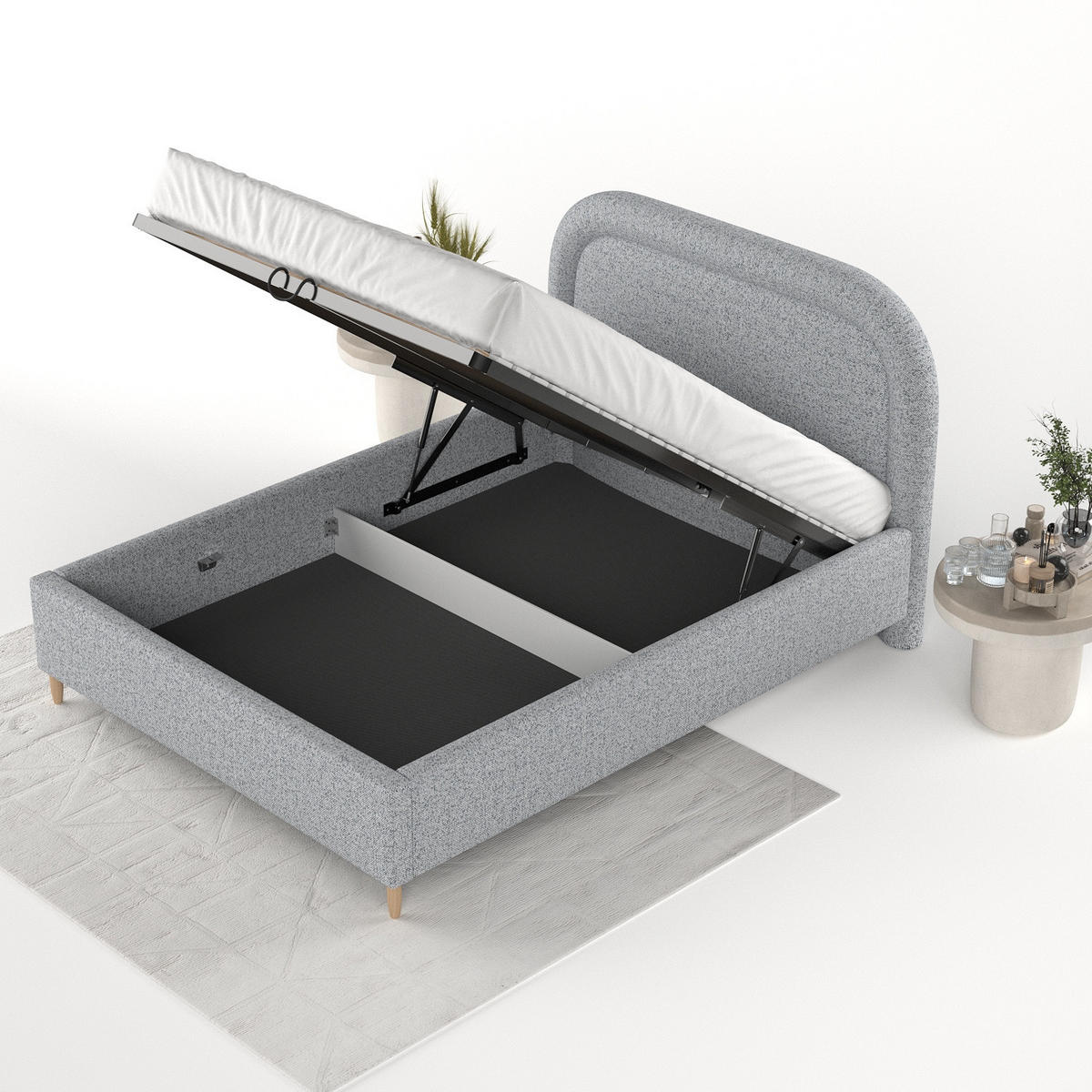 POLSTERBETT Zoya 140/200 cm Grau im Riva Stoff - Naturfarben/Grau, Holz/Holzwerkstoff (140/200cm) - AltaBeds