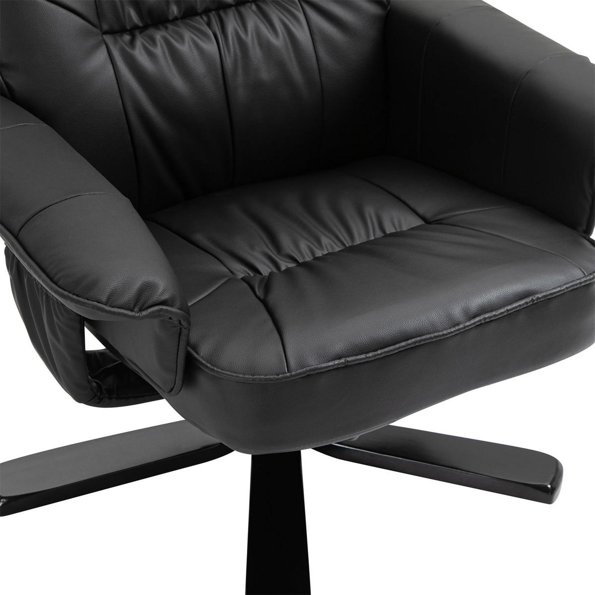 RELAXSESSEL KUNSTLEDER, SET MIT HOCKER CHARLY - Schwarz, Textil (76/87/61cm) - IDIMEX