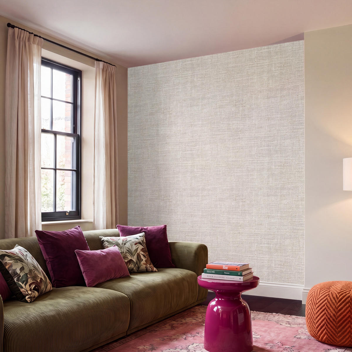 TAPETE - Leinen - Textur - Beige - 220x220 cm - Creme, Papier (220/220cm) - OnlyWow