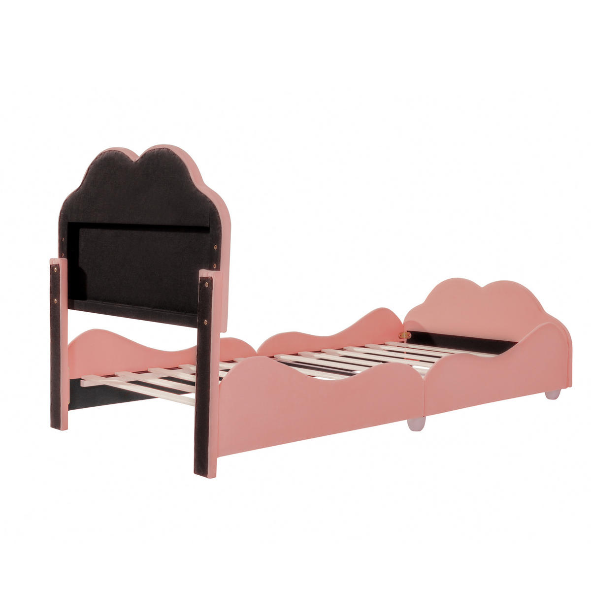 POLSTERBETT 90/200 cm Rosa mit gepolstertem Kopfteil und Sicherheitsgeländer - Pink, Textil (90/200cm) - BEAOK