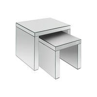 BEISTELLTISCHE aus MDF und Spiegel 2er-Set - YERVINI - Silberfarben, Glas (30/30/50cm) - Vente-Unique