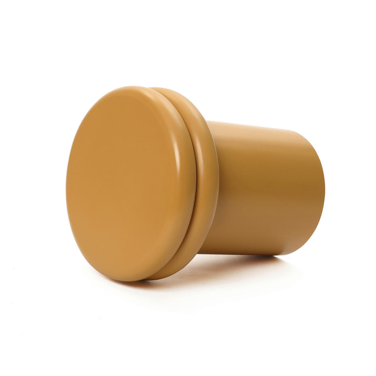 BEISTELLTISCH Rund, Orange & Holz mit Doppelplatte | Ø35 x H40 cm - Orange, Holzwerkstoff (35/35/40cm) - Hometopia