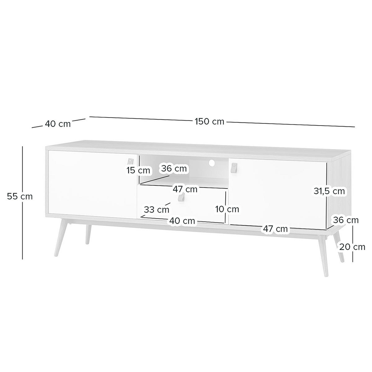 TV-LOWBOARD - Echtholzfurnier Eiche - 150 cm - Braun, Eichenholz/Holz (150/55/40cm) - home24