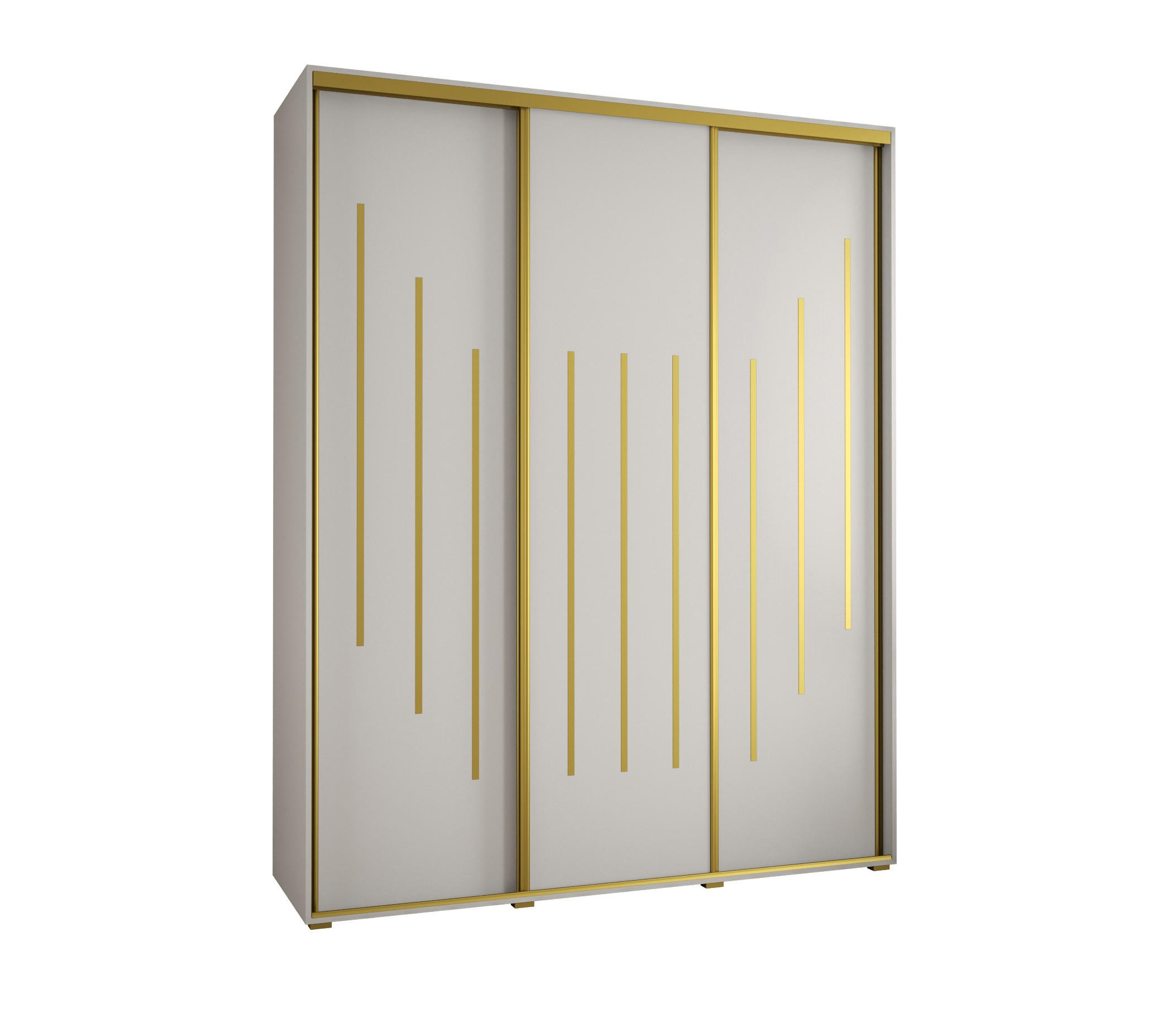 Abiks Möbel Schwebetürenschrank Weiß, Weiß, Gold 200x235x45 cm