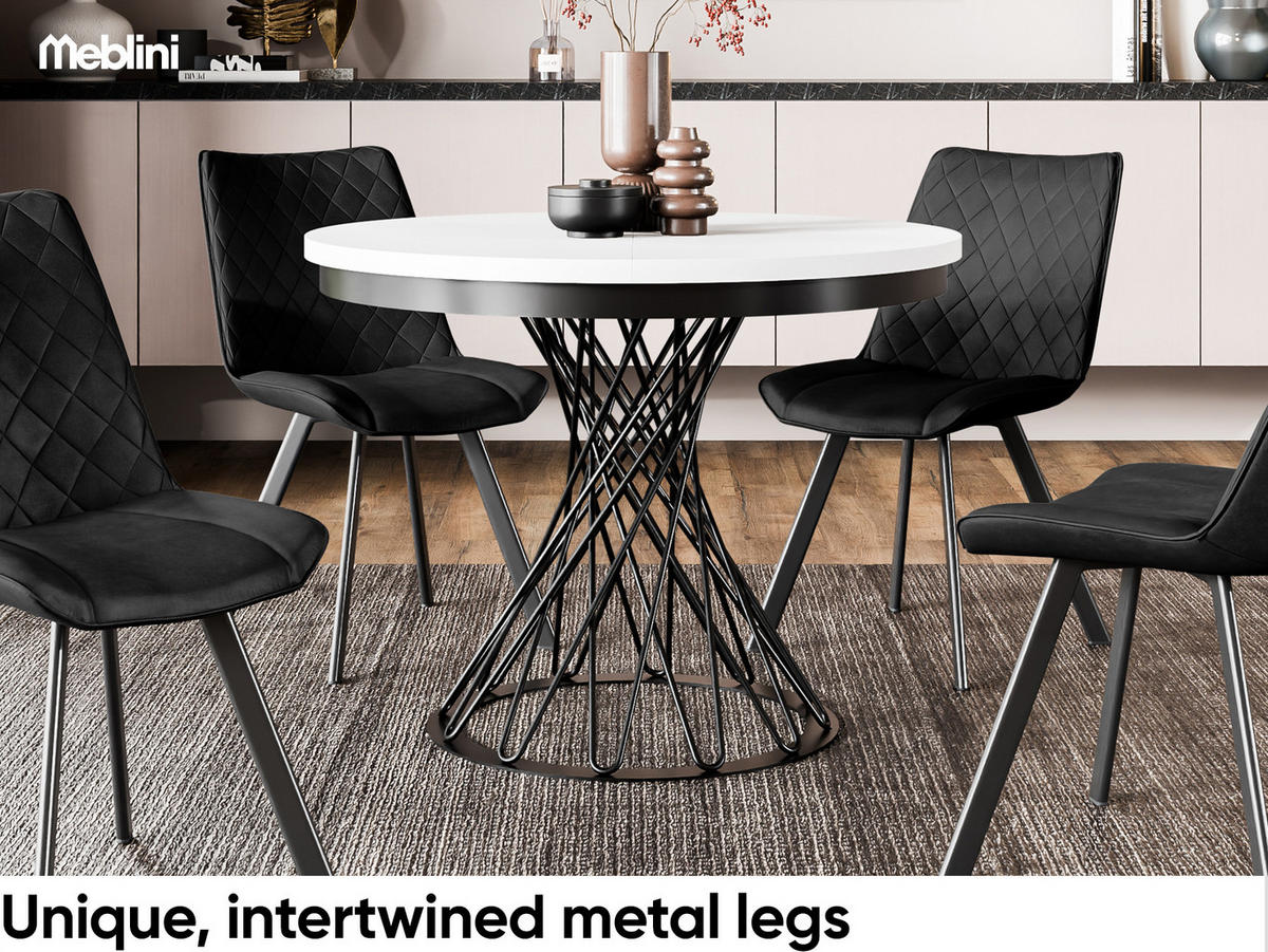 ESSTISCH LUCO - Schwarz/Weiß, Holzwerkstoff (100/100/77cm) - Meblini