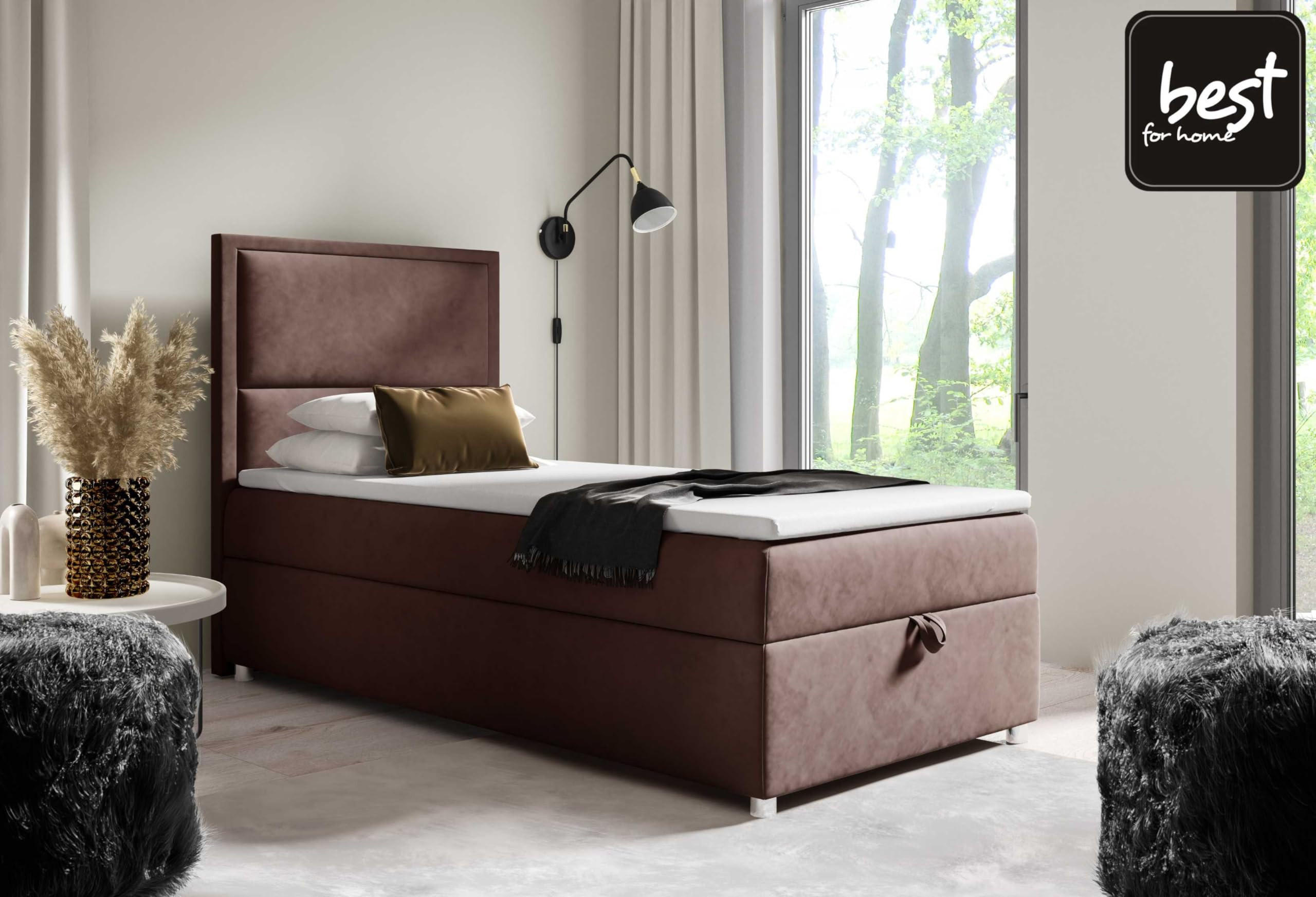 BOXBETT mit Bettkasten Trinity K11-SINGLE Bonellfederkern inkl. Topper - Braun, Holz/Holzwerkstoff (100/200cm) - Best For Home