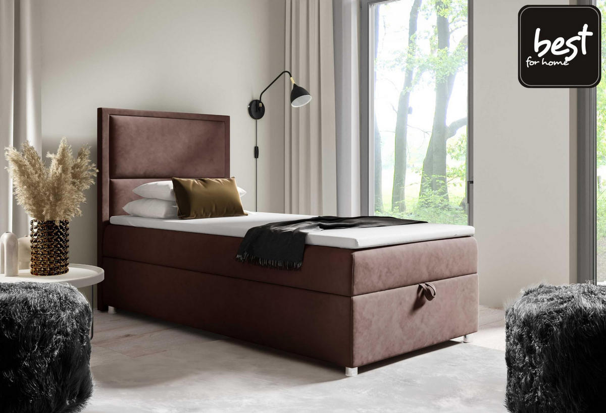 BOXBETT mit Bettkasten Trinity K11-SINGLE Bonellfederkern inkl. Topper - Braun, Holz/Holzwerkstoff (80/200cm) - Best For Home