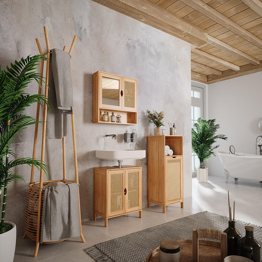 Thumbnail - Vicco Badschrank, Grün, Holzwerkstoff, 3 Fächer, Rechteckig, 36x98x33 cm, Badezimmer, Badezimmerschränke, Midischränke