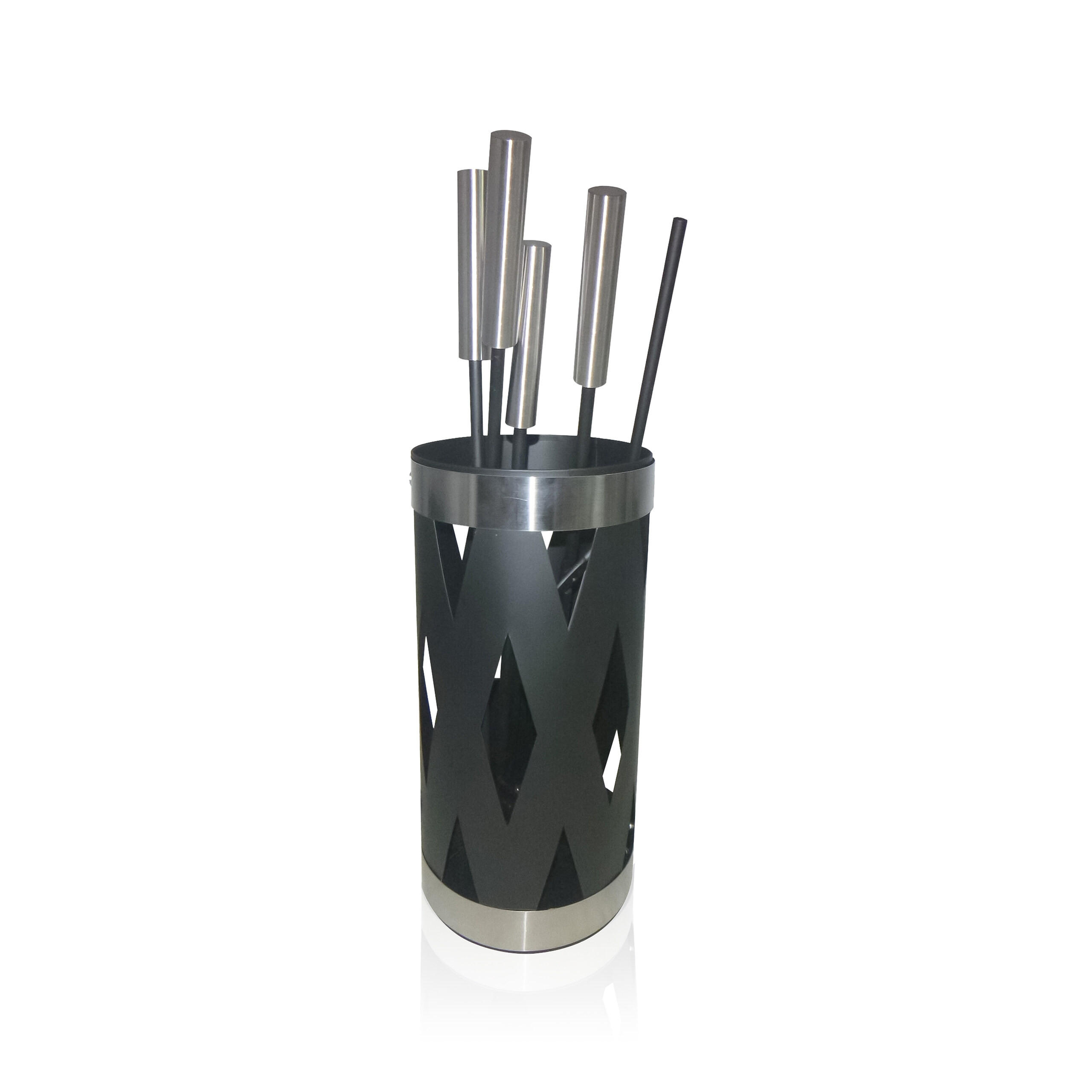 SET ȘEMINEU Negru Argintiu set-5 piese cu suport