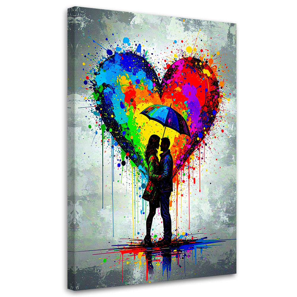 LEINWANDBILD Paar Liebe Herz Abstrakt 70x100cm - Multicolor, Textil (70/100cm) - Feeby