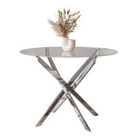 ESSTISCH BEIRA Runder Tisch 90 cm mit Glasplatte und Chrom Tischbeine - Chromfarben/Goldfarben, Glas (90/90/72cm) - Lookway