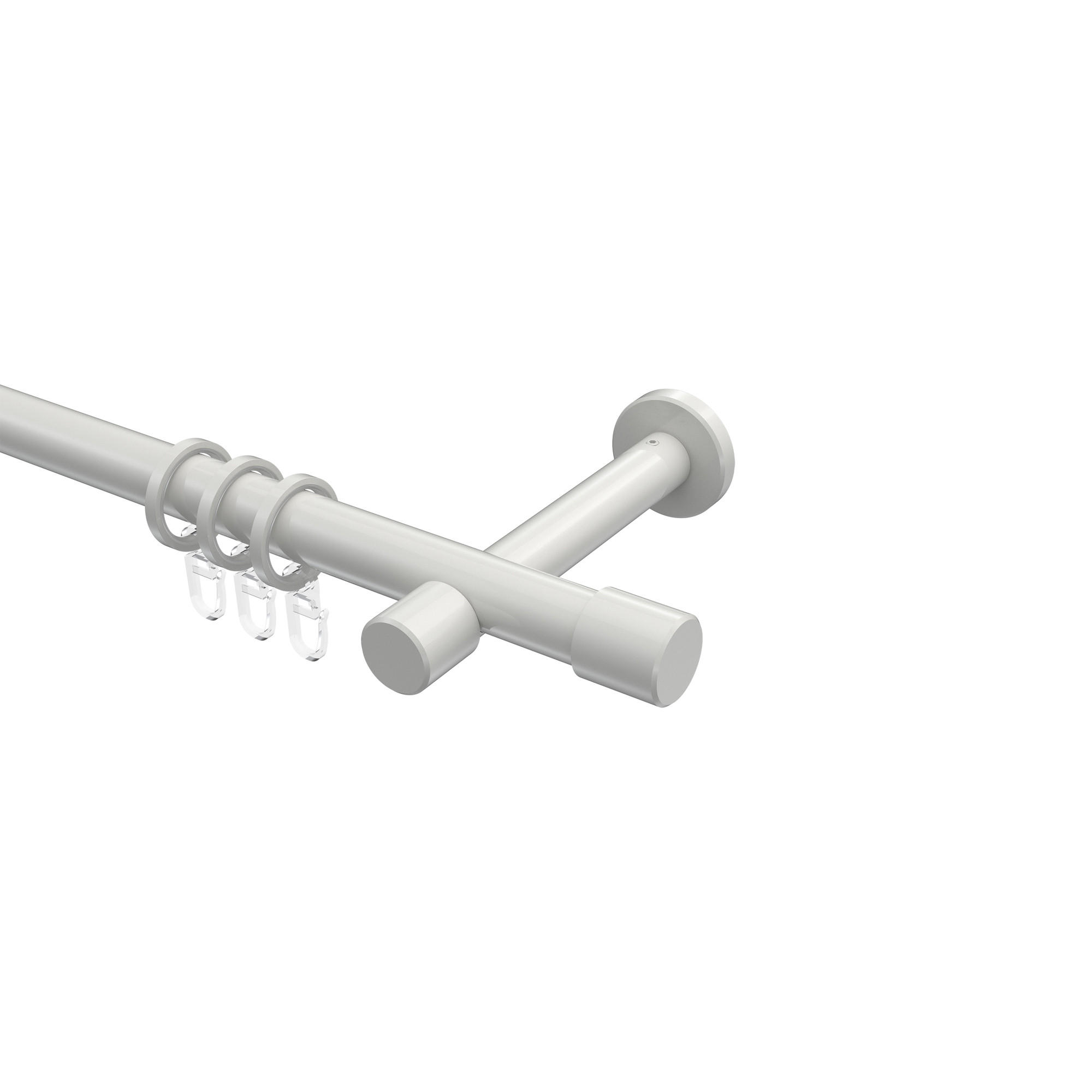GARDINENSTANGEN-SET Prestige Santo 260 cm (geteilt in 2 x 130 cm), 1-läufig, 20 mm Ø Weiß - Weiß, Metall (260cm) - INTERDECO