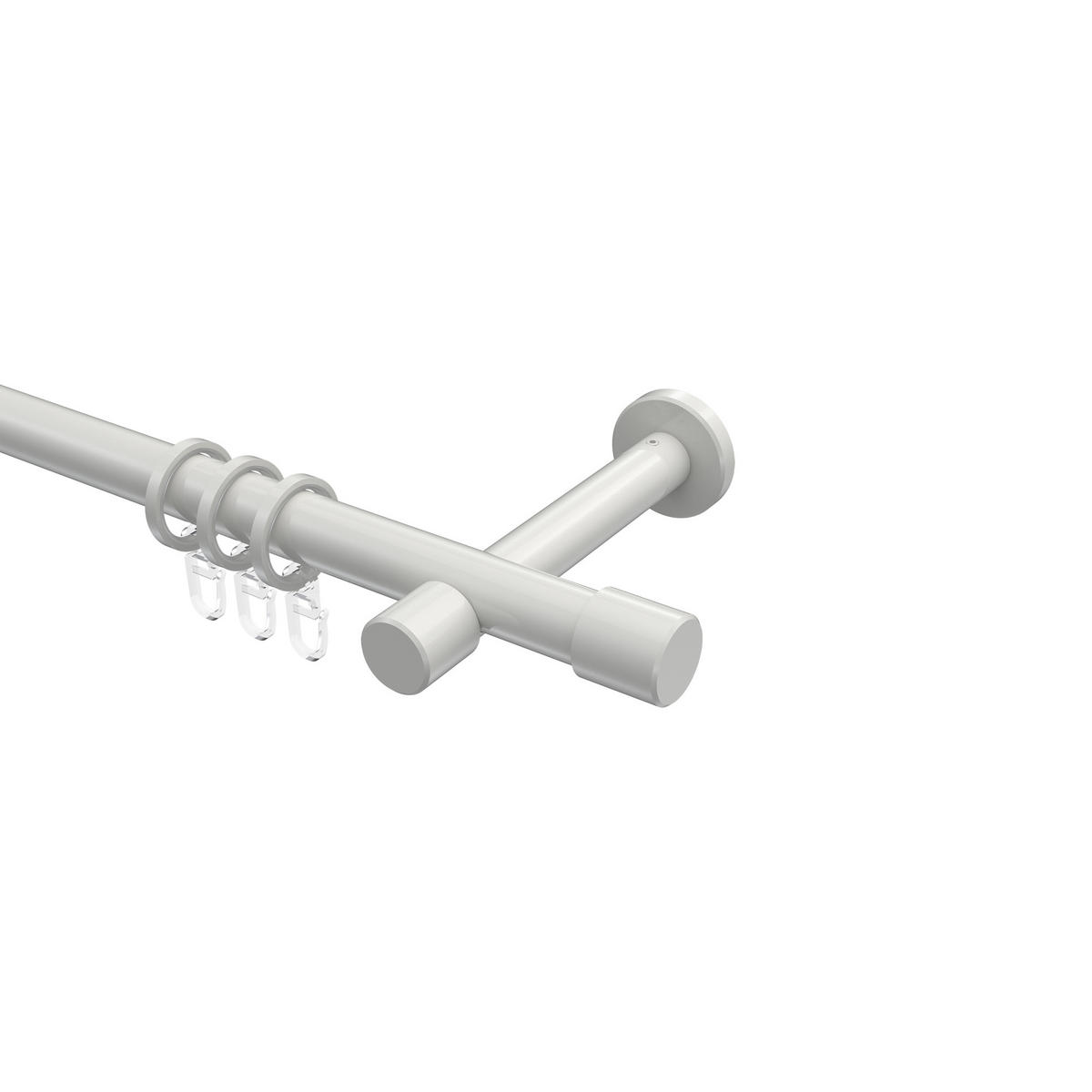 GARDINENSTANGEN-SET Prestige Santo 400 cm (geteilt in 2 x 200 cm), 1-läufig, 20 mm Ø Weiß - Weiß, Metall (400cm) - INTERDECO