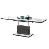 COUCHTISCH rechteckig Weiß Hochglanz - Anthrazit Hochglanz ausziehbar höhenverstellbar - Weiß Hochglanz/Anthrazit, Holzwerkstoff (70/120/56cm) - designimpex