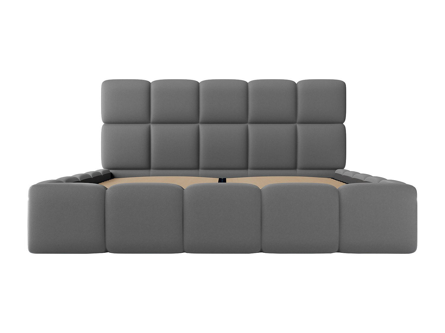BETT mit Bettkasten - 2 Personen - Stoff - Grau - - Grau, Textil (140/190cm) - Vente-Unique