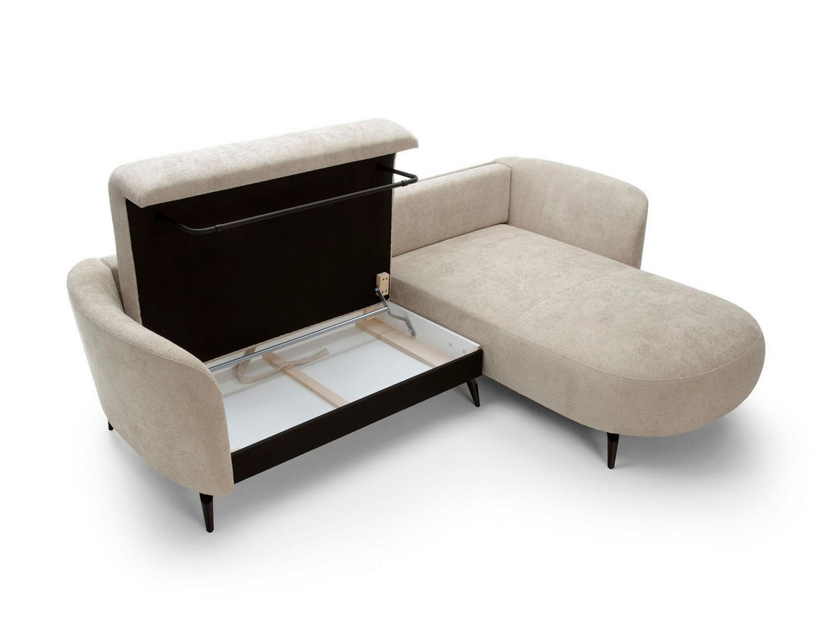 ECKSOFA VICO Beige Chenille mit Schlaffunktion - Beige, Holz (260/182cm) - MASSENO