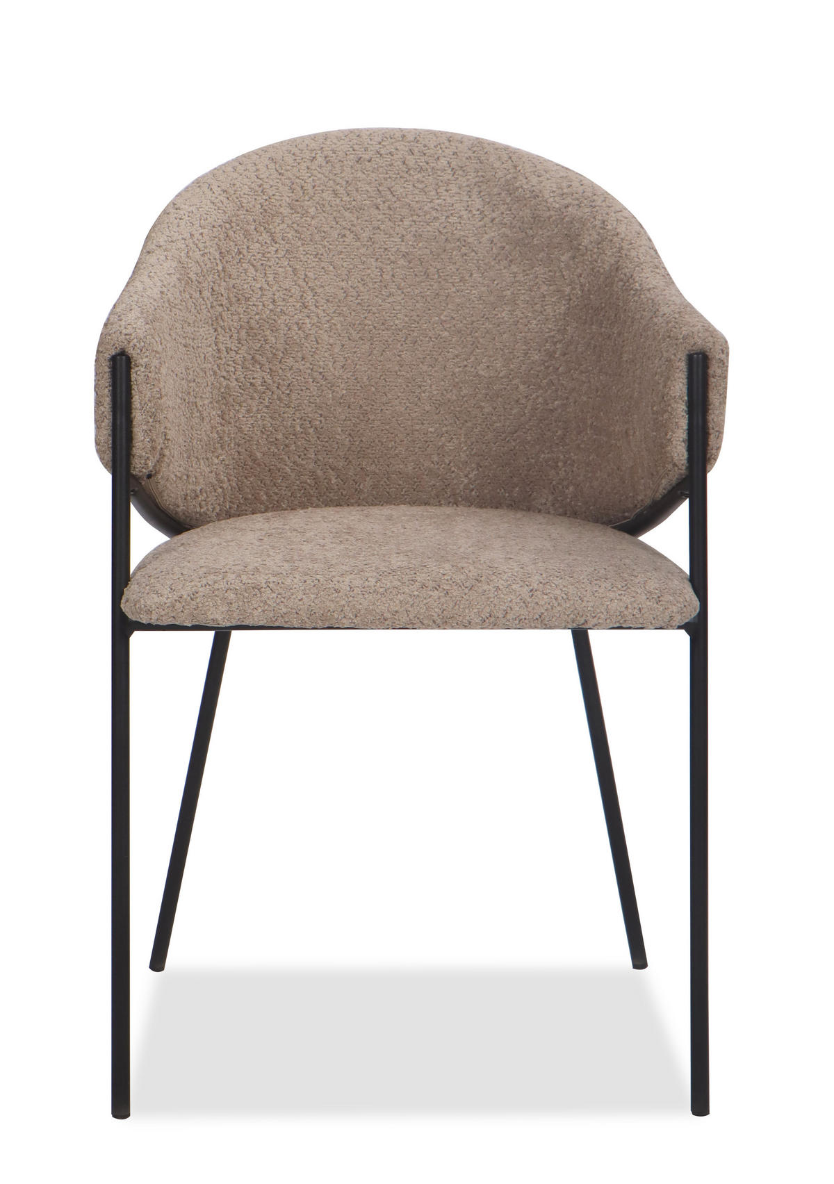 STUHL BUENO gespolsterter - dunkelbeige - Glamour Chenille - Beige/Schwarz, Textil/Metall (55/83/56cm) - NEW HOME