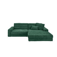 ECKSOFA LANA SOFA Smaragdgrün Cord - Smaragdgrün/Schwarz, Textil (296/205cm) - KAWOLA