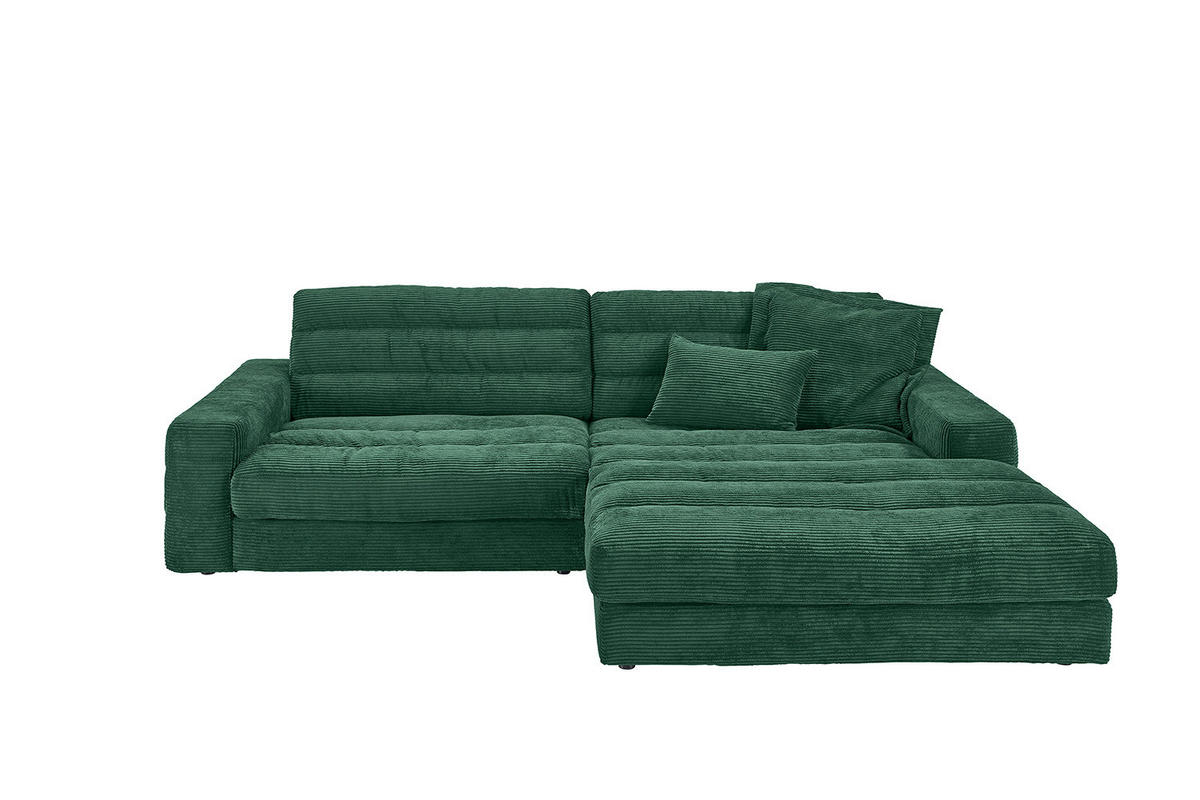 ECKSOFA LANA SOFA Smaragdgrün Cord - Smaragdgrün/Schwarz, Textil (296/205cm) - KAWOLA
