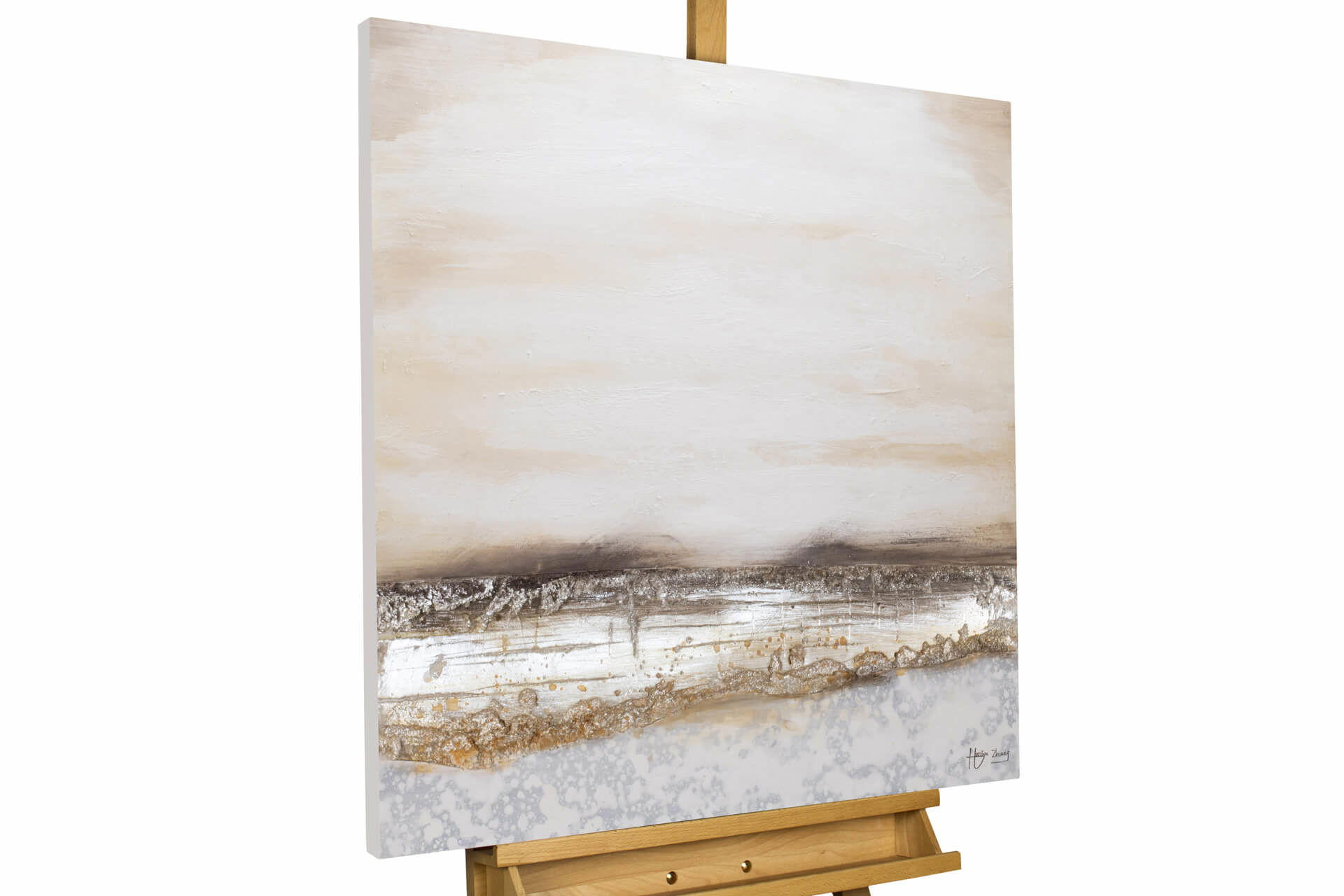 ÖLGEMÄLDE 80/80 cm - Beige, Holz/Textil (1.46/80cm) - KUNSTLOFT