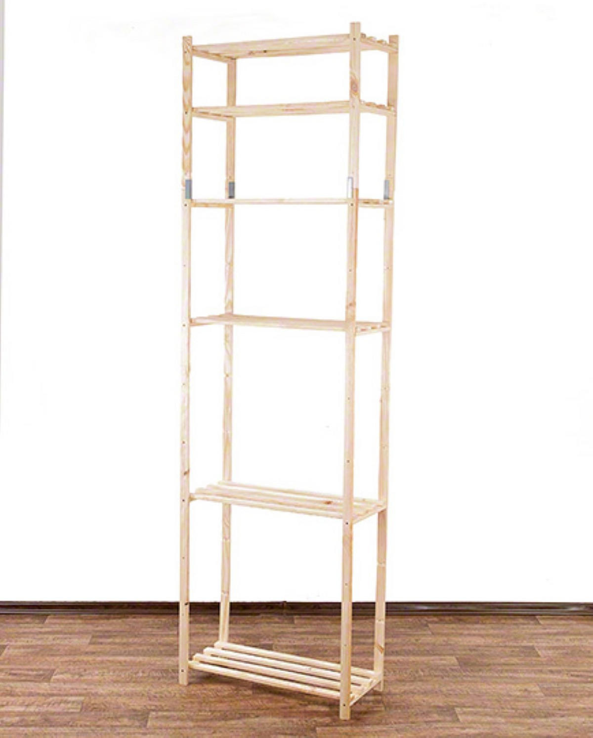 HOLZREGAL TIMBERCRAFT 220x65x28,5cm 6 Fachboden 1,4cm dickes Kiefernholz Natur - Naturfarben, Holz (65/220/28.5cm) - PROREGAL