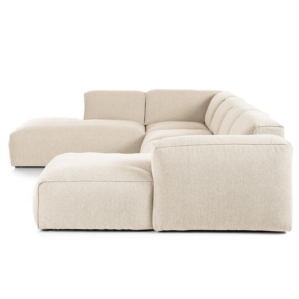 WOHNLANDSCHAFT mit Longchair - Beige/Schwarz, Kunststoff/Textil (325/71/235cm) - home24