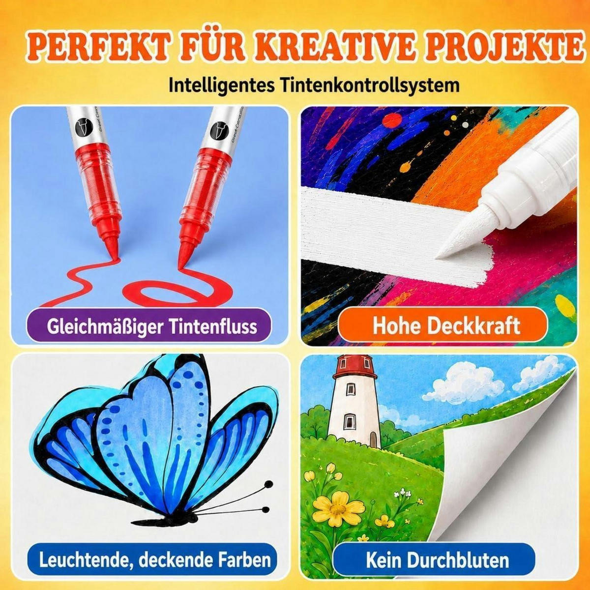 ACRYLSTIFTE Set 80 Farben Pinselspitze Wasserfest - Multicolor, Kunststoff (1/1/13.5cm)