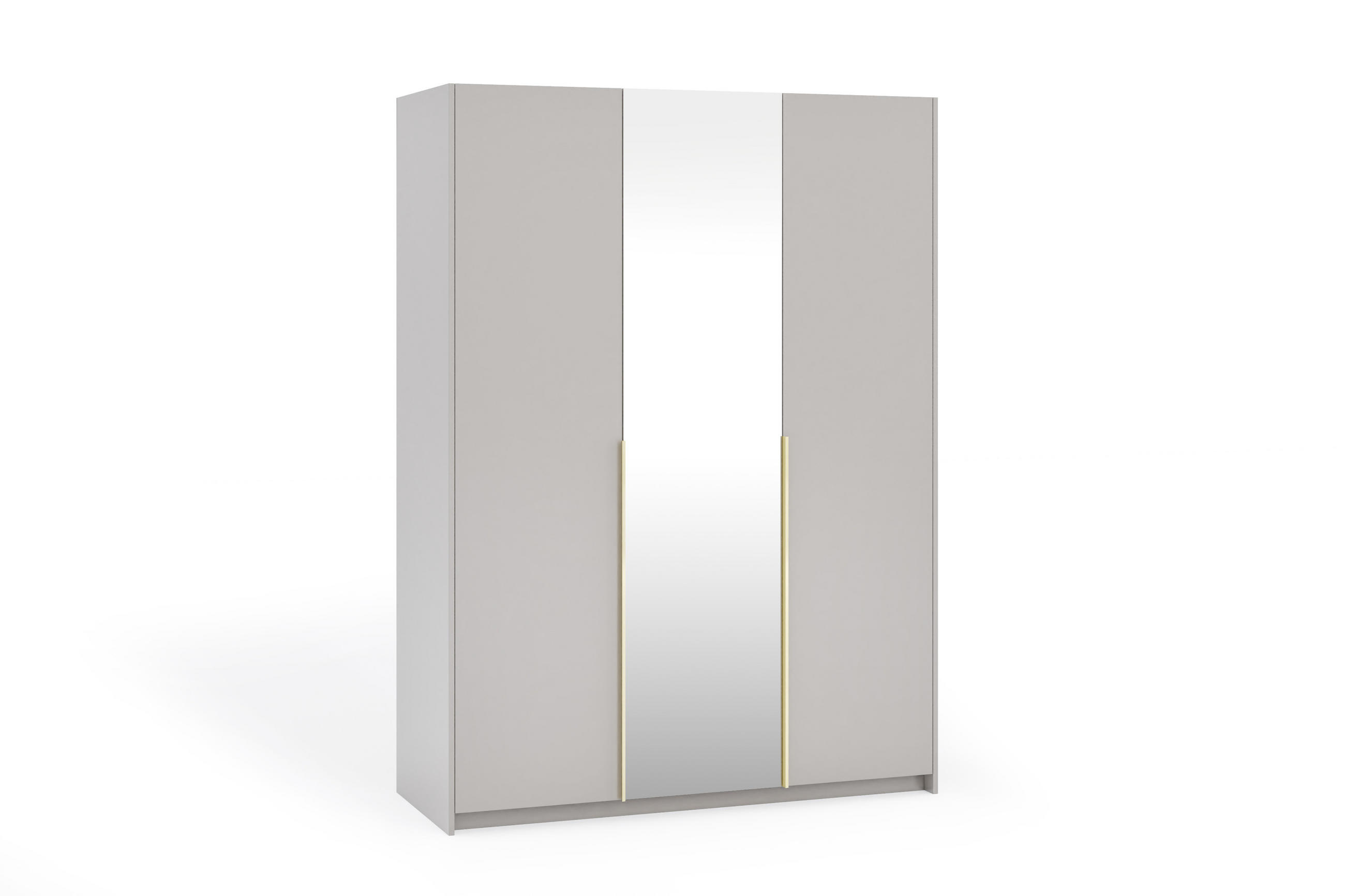 DREHTÜRENSCHRANK Apollonia mit Spiegel 150x204cm 3-türig, kaschmir, goldene Griffe - Kaschmir/Goldfarben, Kunststoff (58/205/150cm) - Margaret Hadas24